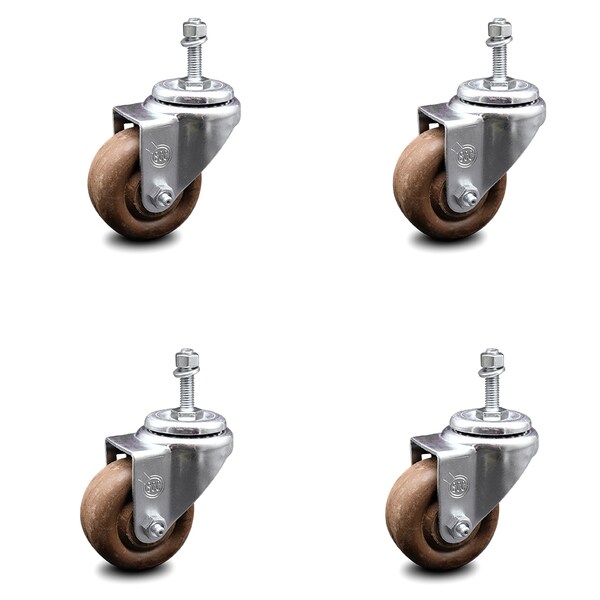 Service Caster 3 Inch High Temp Glass Filled Nylon Wheel Swivel 10mm Threaded Stem Caster Set SCC-TS20S314-GFNSHT-M1015-4 - main